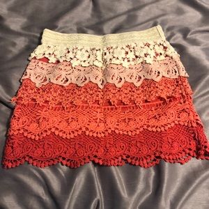 Boho Fringy-Lacy Colorful Mini Skirt